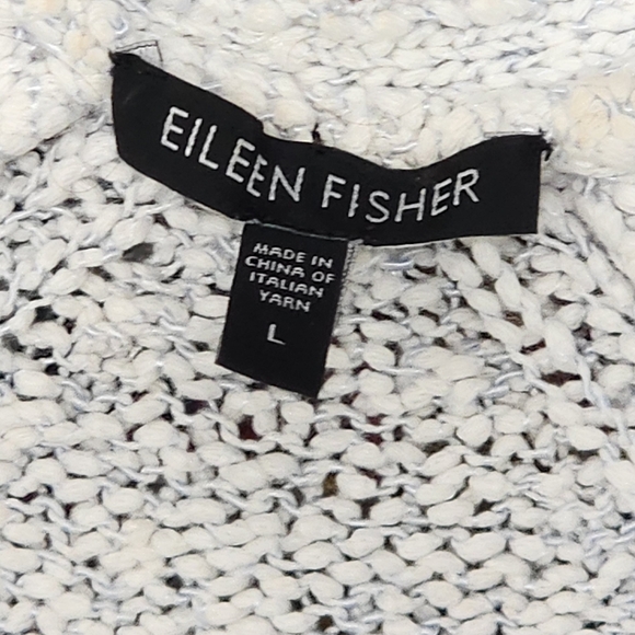 EILEEN FISHER | Cotton Crimp Crew Neck Long Top | Large | Sea Salt - Picture 6 of 9